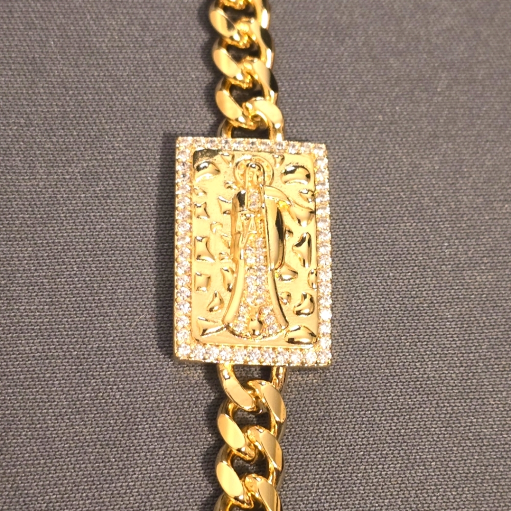 Saint Muerte (Reaper) 8" - 7.9mm 14ct gold filled in brass bracelet